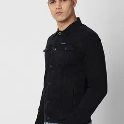 VAN HEUSEN DENIM LABS Men Black Washed Denim Jacket image 3