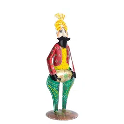 Golden Peacock Multi-Coloured Handcrafted Sardar Musicians Decorative Showpiece image 2