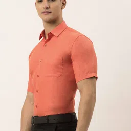 JAINISH Men Peach-Coloured Classic Slim Fit Formal Shirt image 4