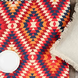 HOMADORN Beige & Orange Geometric Printed Anti Skid Floor Mats image 4