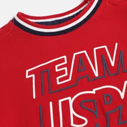 U.S. Polo Assn. Kids Boys Red Printed Pure Cotton T-shirt image 5