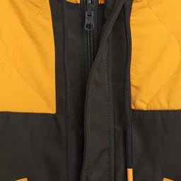 Blue Giraffe Girls Yellow & Black Colourblocked Open Front Jacket image 3