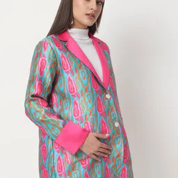 angloindu Printed Lightweight Satin Single-Breasted Maternity Blazer image 2