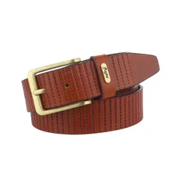 Flyer Men Tan Striped Leather Formal Belt image 2