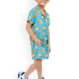 TILISM Boys Printed Pure Cotton Shirt With Shorts image 5