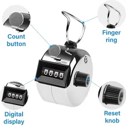 doabeo Tally Counter, 4-Digit Clicker Counter, Metal Hand Tally Counters Analog Tally Counter image 4