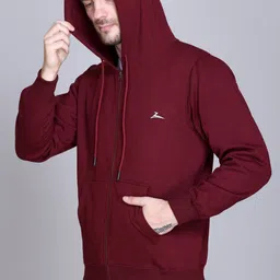 zeffit Men Full Sleeve Self Design Hooded Sweatshirt image 3