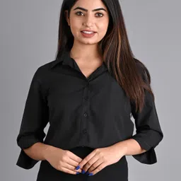 gm sara Women Regular Fit Solid Button Down Collar Formal Shirt image 3
