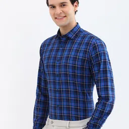 Allen Solly Men Spread Collar Windowpane Checked Cotton Slim Fit Formal Shirt image 3