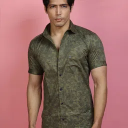 INDIAN THREADS India Slim Fit Floral Printed Cotton Formal Shirt image 3