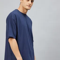 CHIMPAAANZEE Men Blue Round Neck Oversize T-shirt image 4