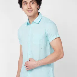 SPYKAR Spread Collar Short Sleeves Regular Fit Opaque Casual Shirt image 3
