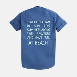 Polka Tots Boys Typography Printed Cotton Casual Shirt image 4