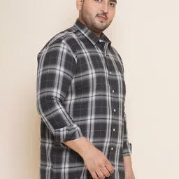 John Pride Plus Size Tartan Checks Checked Pure Cotton Casual Shirt image 5