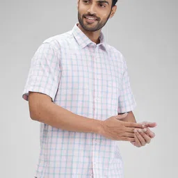 ColorPlus Men Tailored Fit Tartan Checks Opaque Checked Casual Shirt image 3