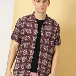 Thomas Scott Classic Ethnic Motifs Printed Cuban Collar Casual Shirt image 5
