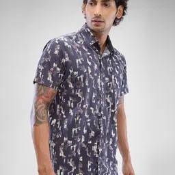 SPYKAR Men Slim Fit Abstract Printed Casual Shirt image 2