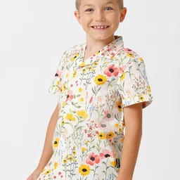 KATE & OSCAR Boys Smart Floral Printed Cuban Collar Cotton Casual Shirt image 3
