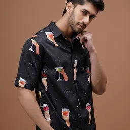 CLUBHAVANA Men Comfort Spread Collar Conversational Printed Cotton Casual Shirt image 3