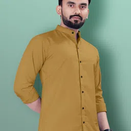 vebnor Men Slim Fit Solid Mandarin Collar Casual Shirt image 5
