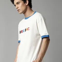 Breakbounce Men Off White Typography Pure Cotton T-shirt image 2