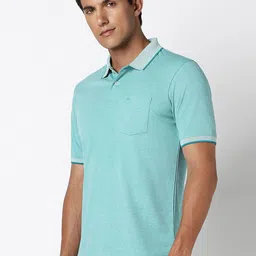 Peter England Blue Polo Collar T-shirt image 3