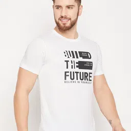 Mast & Harbour White Typography Printed Pure Cotton T-shirt image 4