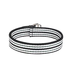 The Roadster Lifestyle Co. Men Black & White Striped D-Ring Buckle Belt image 3