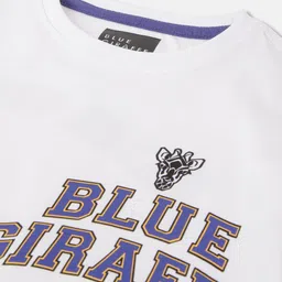 Blue Giraffe Boys Typography Printed Round Neck Cotton T-shirt image 3
