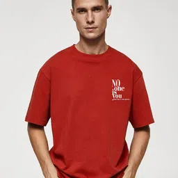 MISCHIEF MONKEY Men Cotton Round Neck Typography Oversized T-shirt image 3