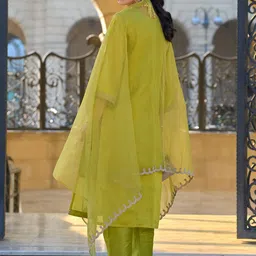 Indo Era Ethnic Motifs Embroidered Regular Zari Straight Kurta With Trousers & Dupatta image 3