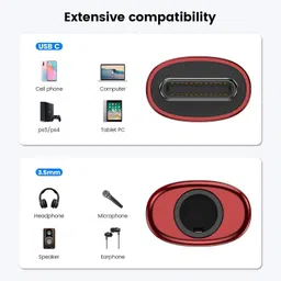KAELAN Red 2pcs Type C to 3.5mm Audio Jack Connector Stereo Jack to Type C 3.5 mm Red Phone Converter image 2