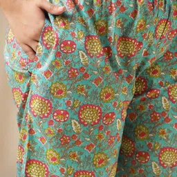 Janasya Plus Size Cotton Floral High-Low Kurta Set image 3