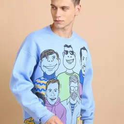 HIGHLANDER Blue Graphic Printed Oversized Sweatshirt image 3