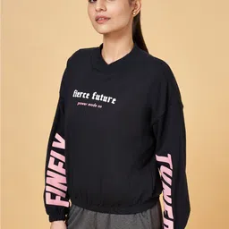 Ajile by Pantaloons Typography Printed Turtle Neck Cotton Pullover Sweatshirt image 3