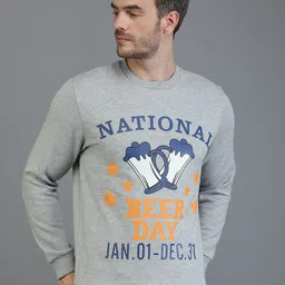 TQS Men Grey Printed Fleece Sweatshirt image 3