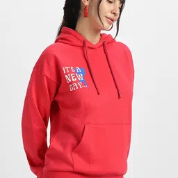 JUNEBERRY Printed Hooded Fleece Sweatshirt image 2