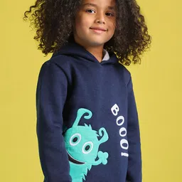 Nauti Nati Boys Typography Printed Hooded Antimicrobial Fleece Pullover Sweatshirt image 3