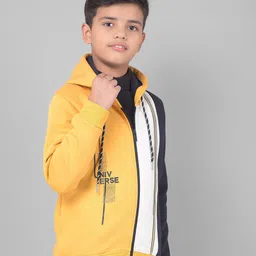 Crimsoune Club Boys Colourblocked Hooded Front-Open Sweatshirt image 2