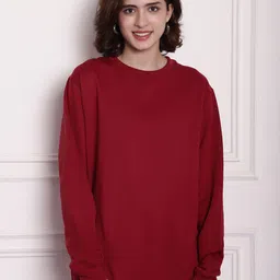 Imsa Moda Typography Printed Round Neck Fleece Oversized Sweatshirt image 3