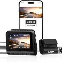 vrt 4K Dual Z Pro Dash Cam with So-ny Sensor, 360° Rotating Lens,WiFi & Night Vision Dashboard, In-car, Reverse Assist Camera System image 1