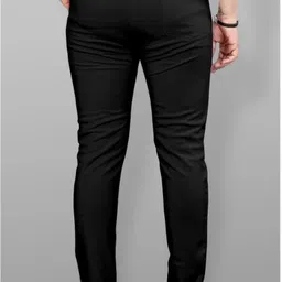 ynam Men Slim Fit Black Lycra Blend Trousers image 2