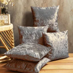 romee Grey Velvet Solid 16x16 inches Cushion Cover (5Pc) image 1