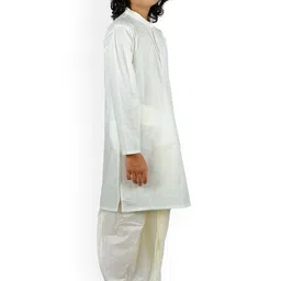 Sethukrishna Boys Cream-Coloured Pure Cotton Kurti with Trousers image 4