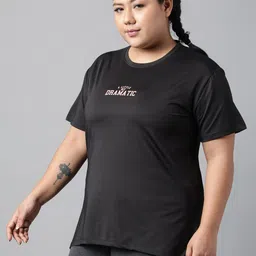 MKH Plus Size Typography Printed Relaxed Fit Dri-FIT Sports T-shirt image 5