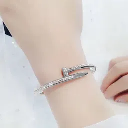 MYKI Women Silver-Plated Cubic Zirconia Bangle-Style Bracelet image 4
