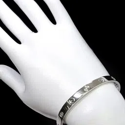 KARISHMA KREATIONS Unisex Silver-Plated Kada Bracelet image 2