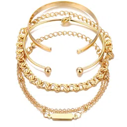 Yellow Chimes Women Set of 5 Gold-Toned Gold-Plated Link Bracelet image 4