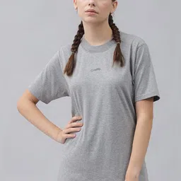 GRIFFEL Women Grey Solid T-shirt image 3