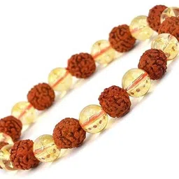 gemvastu Crystal, Rudraksha, Citrine Beads Charm Bracelet image 1